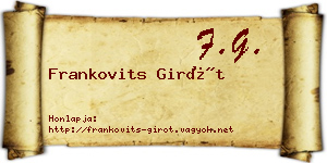 Frankovits Girót névjegykártya